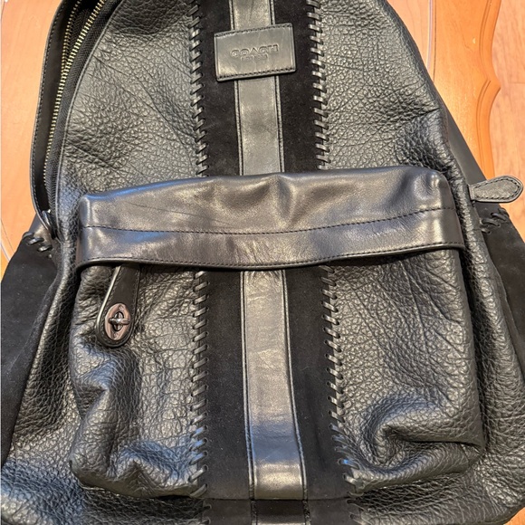 Coach Black Textured Leather Backpack - Picture 1 of 4